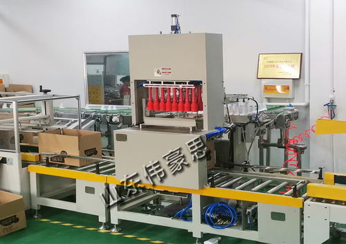 飲料全自動裝箱碼垛線免人工實現自動裝箱碼垛一體化